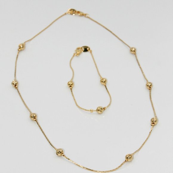 Gold- colored Bead Necklace & Bracelet set - Picture 3 of 4